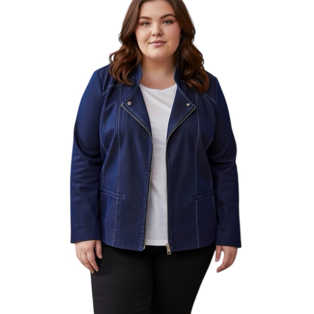TANJAY Blue Moto 80’s Style Zippered Jacket